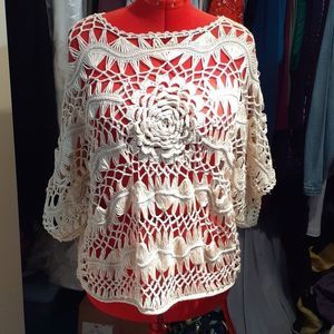 Plus Sz Monroe & Main Hand Crochet Overblouse Sz…